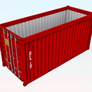 20ft Open-Top Red Shipping Container RAL 3000
