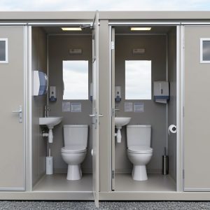 1+1 grey ral 7035 double toilet unit