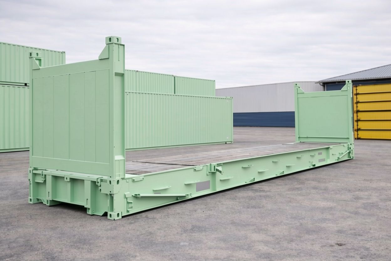 20ft used mint green flat rack container 20ft used mint green flat rack container