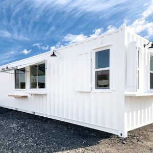 40ft shipping container bar – pure white